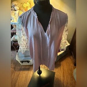 SHEIN Pink Blouse with Floral Sleeves